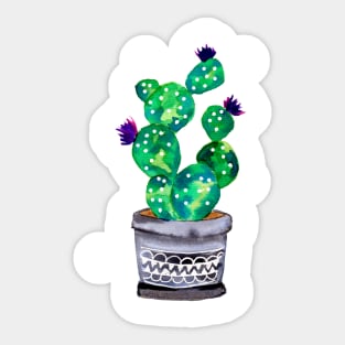 Purple Blossoms Cactus Sticker